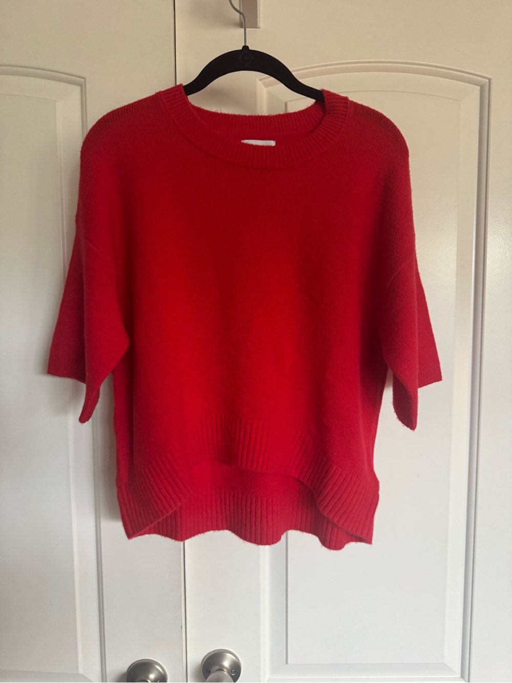 Song of Style Red oversized ultra-soft crewneck short-sleeve sweater size XS